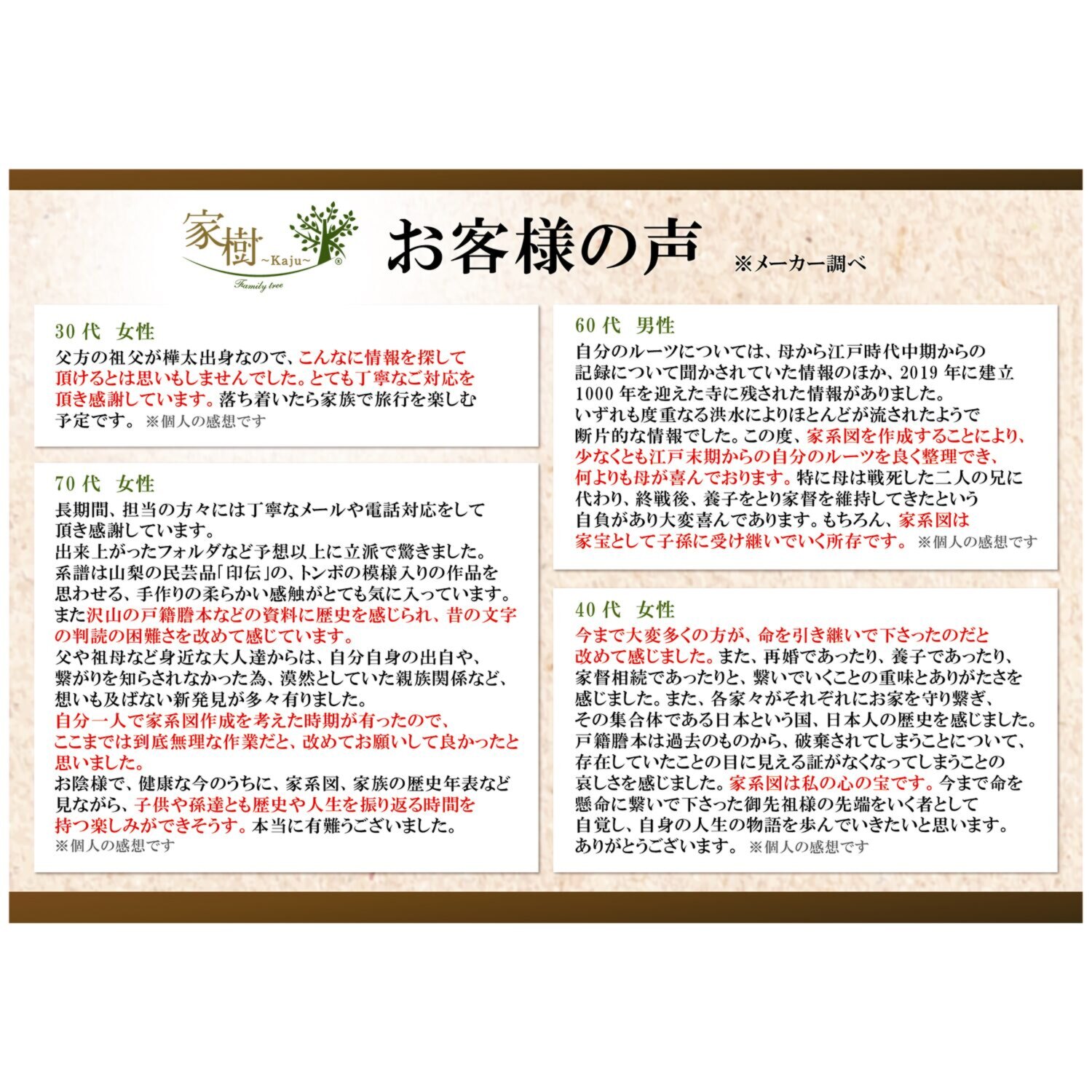 自分のルーツを辿り 家族の歴史に触れる 本格家系図セット お申込みキット ＜全家系プラン＞