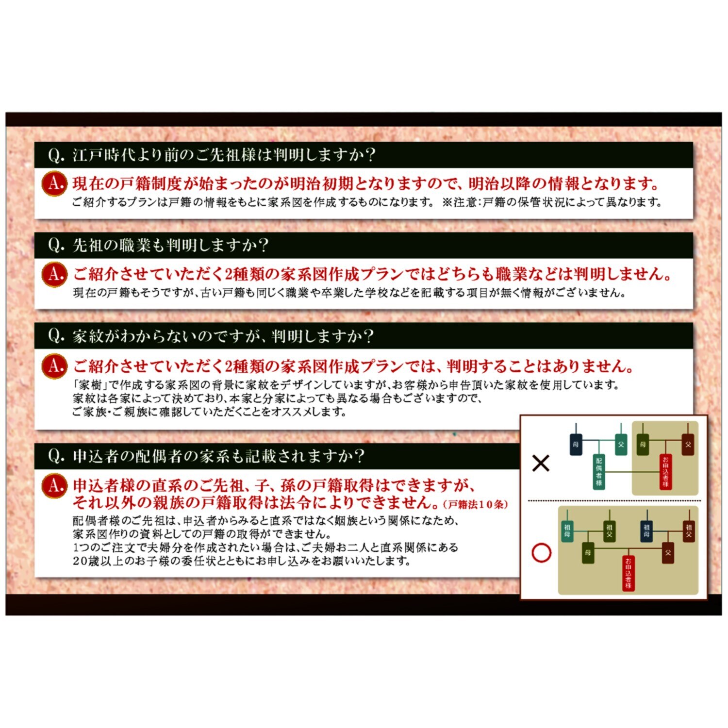 自分のルーツを辿り 家族の歴史に触れる 本格家系図セット お申込みキット ＜全家系プラン＞