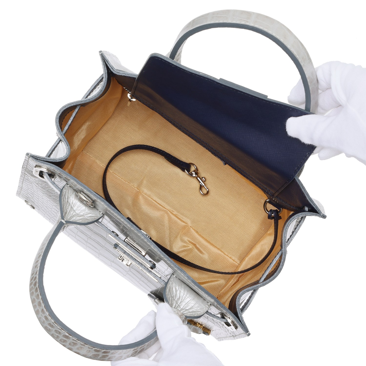 エーディーエムジェイ ＴＨＥ　ＢＥＥ 牛革クロコダイル型押し ２ウェイトートバッグ