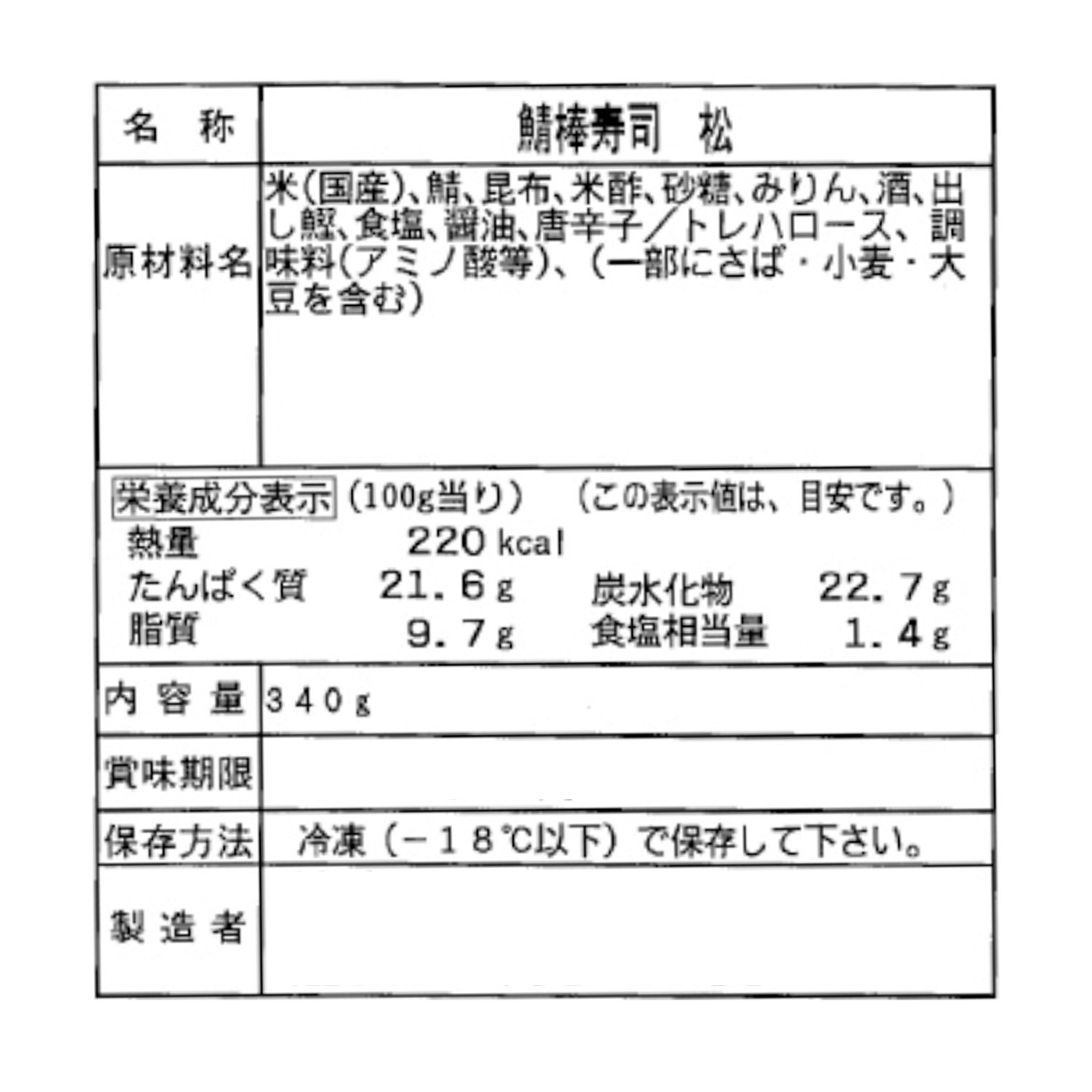 笹一 こだわりの鯖棒寿司 ２本セット