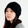 タイムクロス 日本製 超軽量 ラムウール１００％ きらきらクリスタルガラス ニット帽
