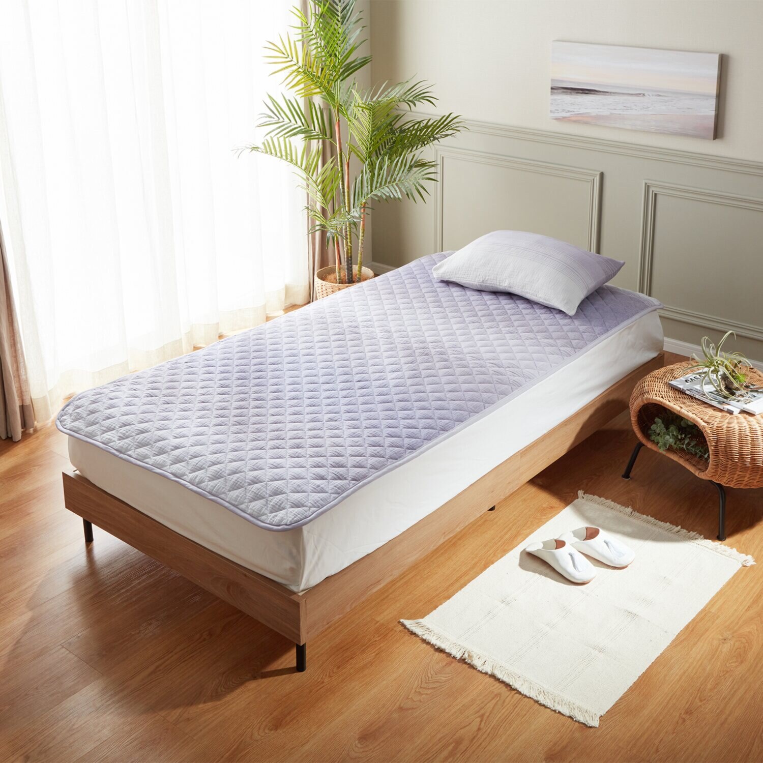 ｎｉｓｈｉｋａｗａ　西川 フワリーコットン 抗菌わた入り ３重ガーゼ敷きパッド ＜シングル＞