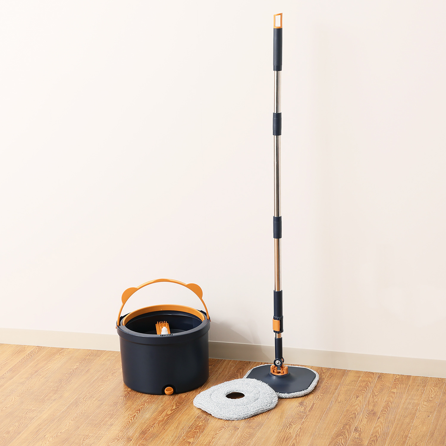 ビバライズ 汚れた水を分離！ 節水にも！ 回転マジカルモップ パッド５枚付セット