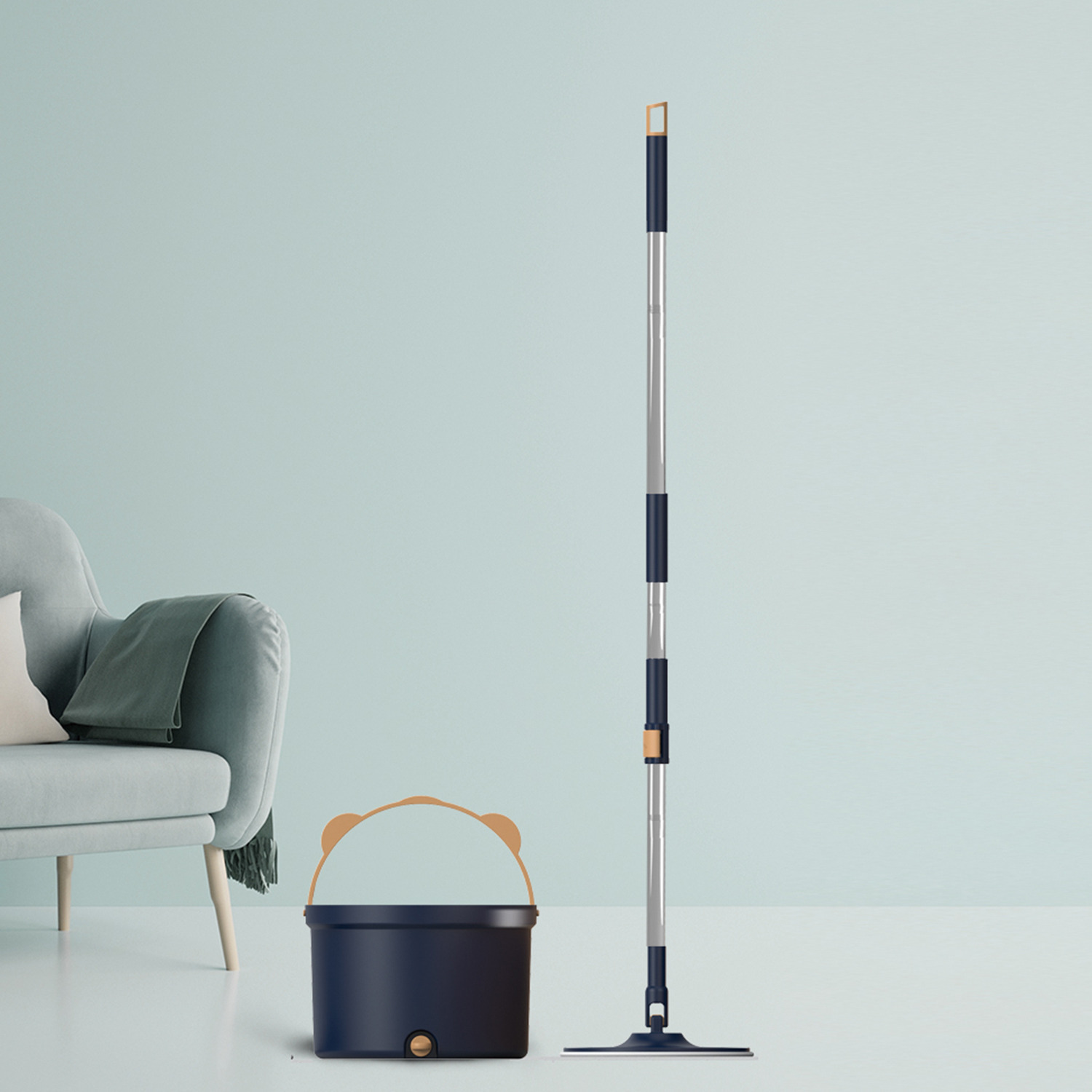 ビバライズ 汚れた水を分離！ 節水にも！ 回転マジカルモップ パッド５枚付セット