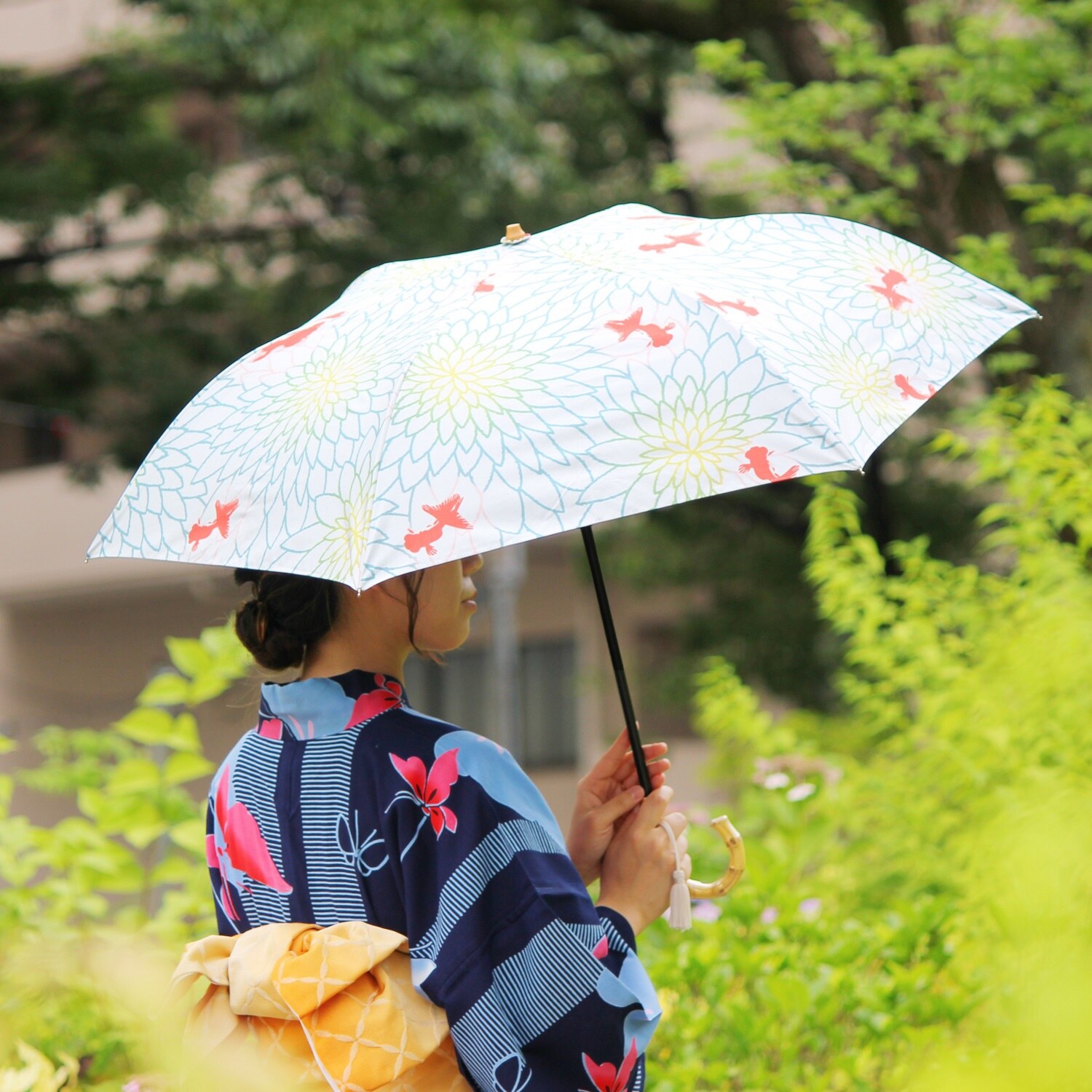 河馬印本舗 モダン和柄 晴雨兼用折りたたみ傘