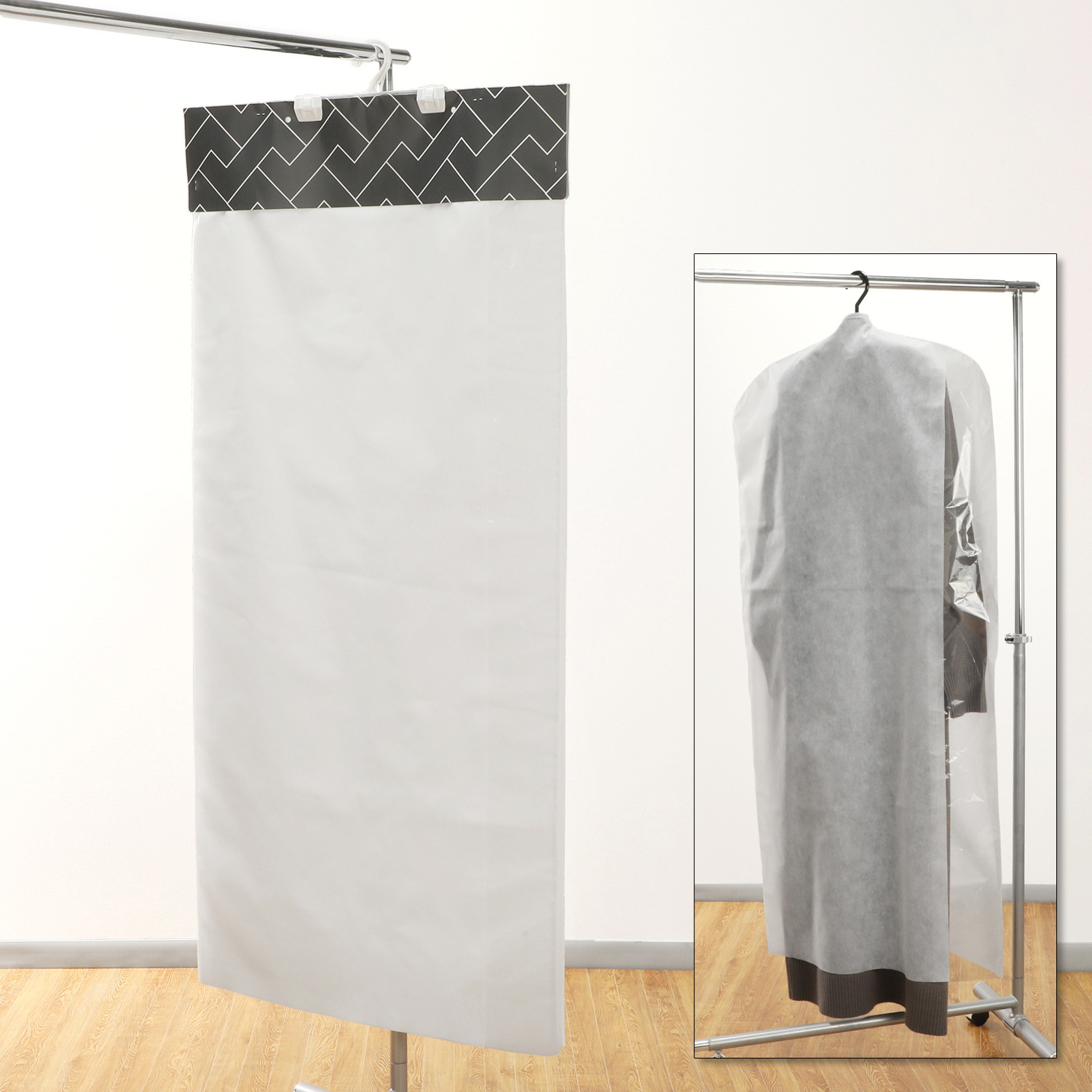 クラレトレーディング 消臭＆抗菌防臭！ ブロック式洋服カバー フィルム窓付き ＜ロング２２枚組＞