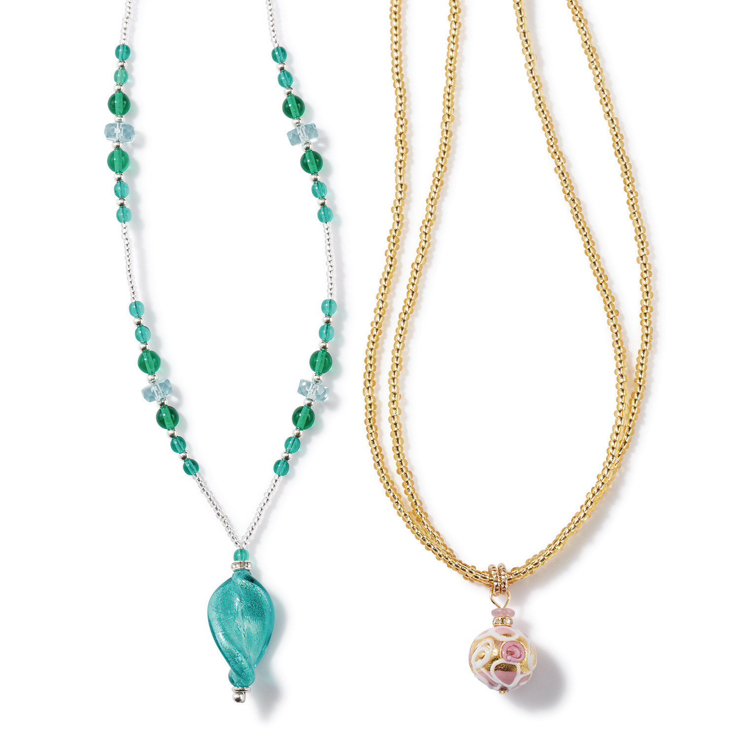 ラグーナ ベネチアンガラス エメラルドグリーン デザインネックレス