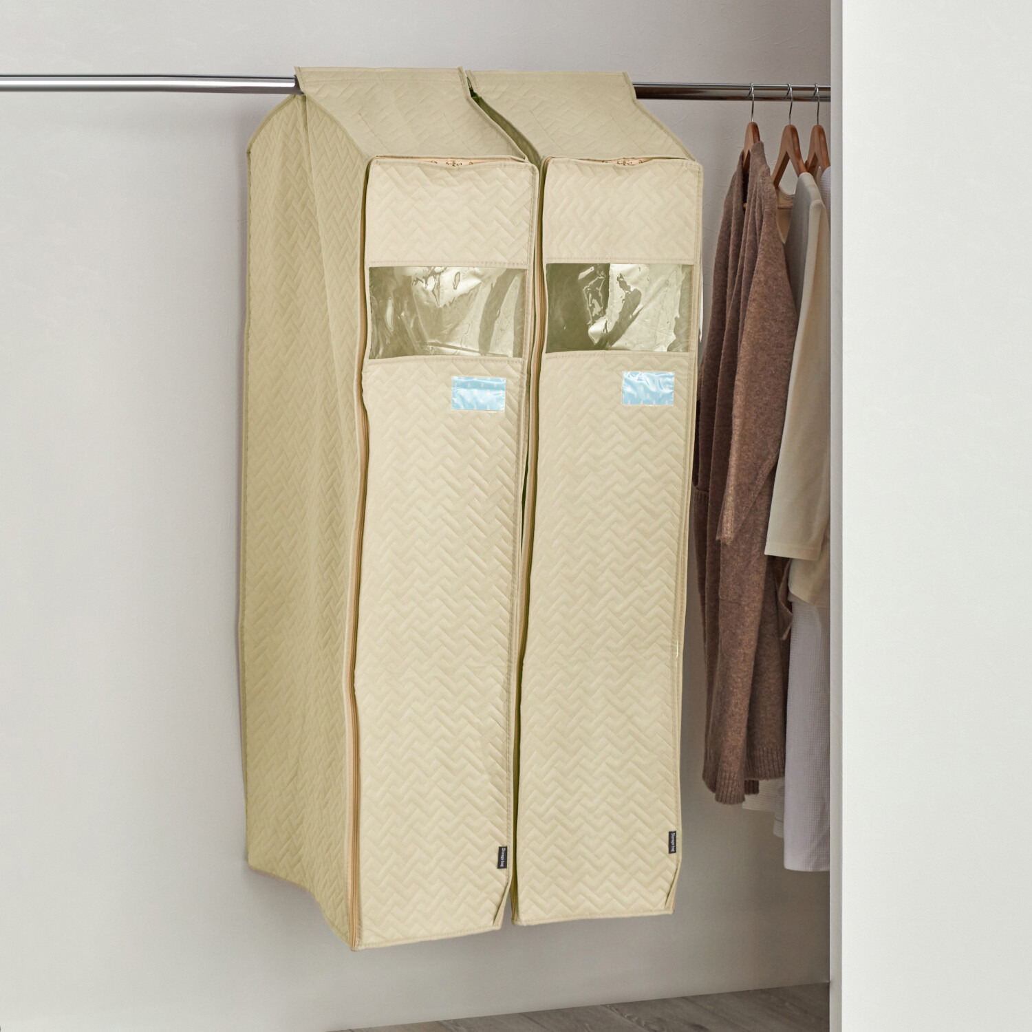 クラレトレーディング ダブルファスナー仕様で 洋服の出し入れ簡単 汚れ・ホコリ・花粉など しっかりブロック！ まとめて洋服カバー 同色２個セット ＜ロング＞ 