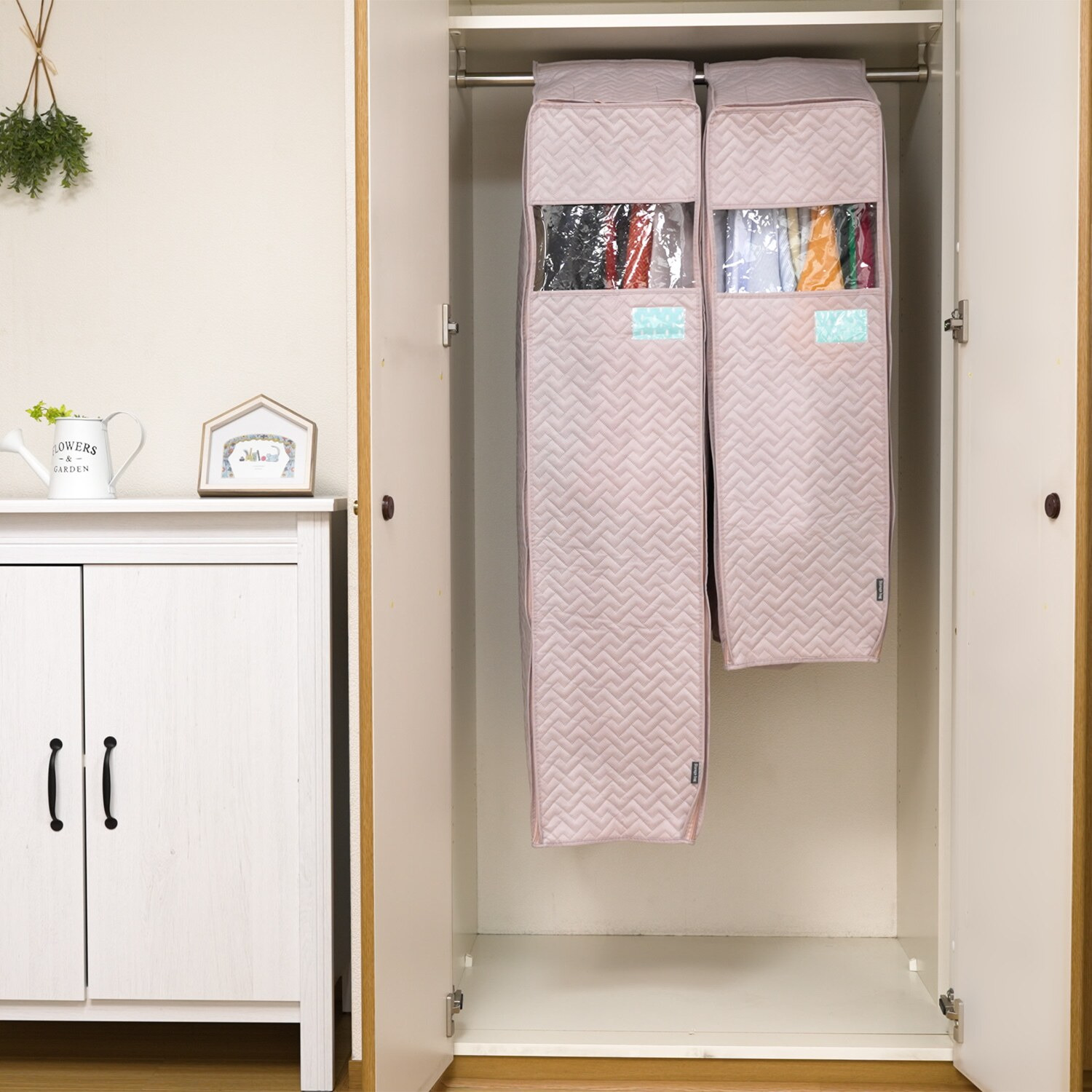 クラレトレーディング ダブルファスナー仕様で 洋服の出し入れ簡単 汚れ・ホコリ・花粉など しっかりブロック！ まとめて洋服カバー 同色２個セット ＜ロング＞ 