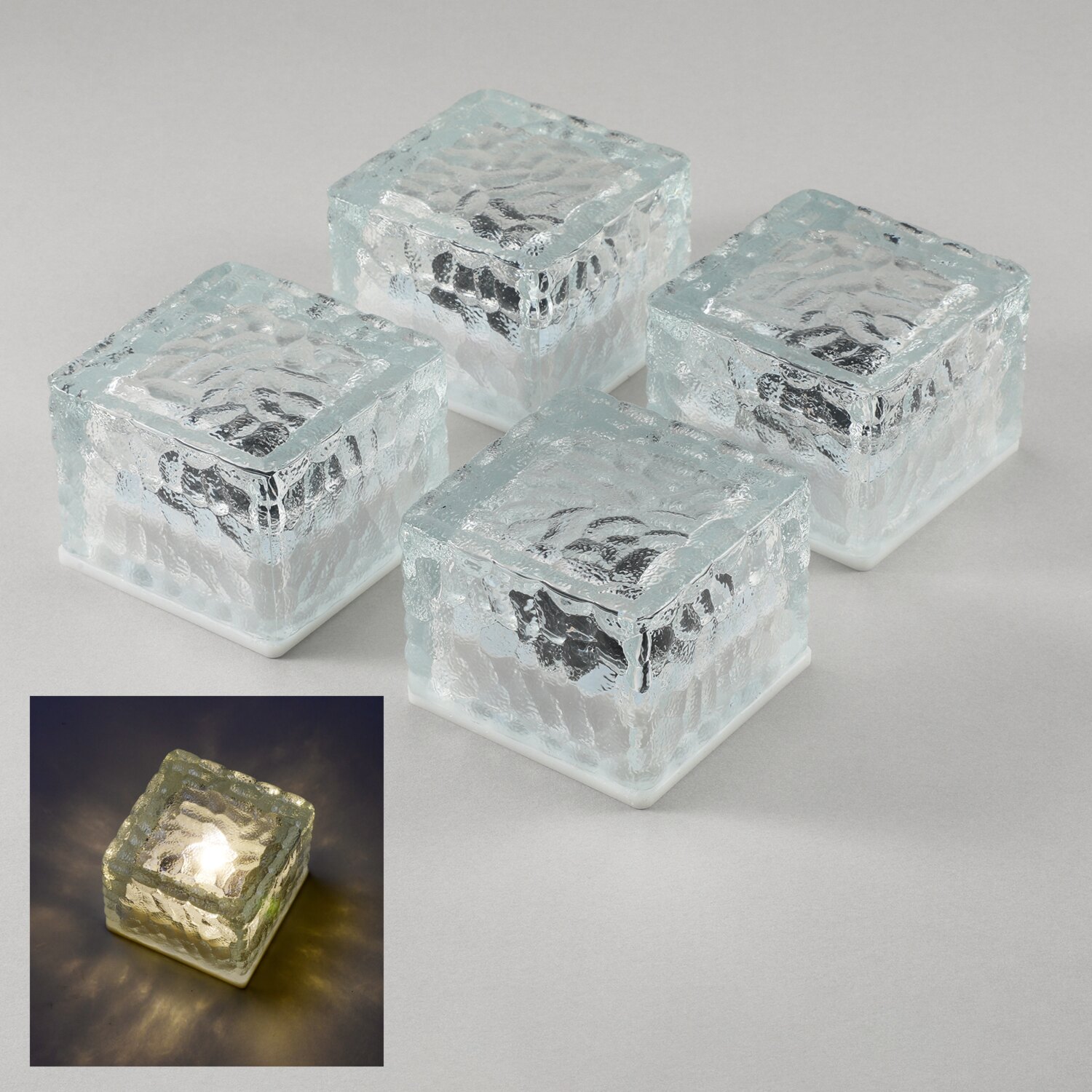 お庭やベランダを 手軽に美しくライトアップ ＬＥＤガーデンブリック ソーラーライト ピッコロ　４個セット ＜レギュラー＞