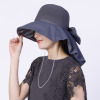 メイドバイスターズ 首までカバー！ ポーチリボン付 畳めるＵＶカット ドレープ帽子 パール調モティーフ ハットストラップ付