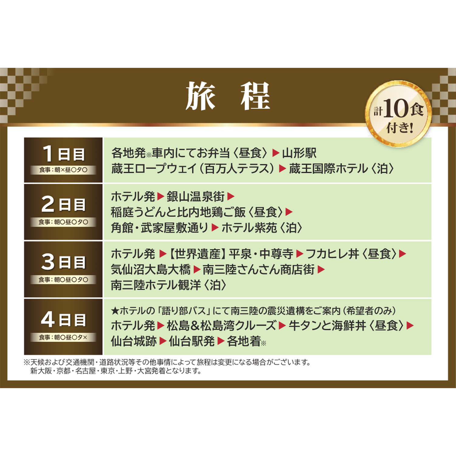 大人時間を愉しむ 東北周遊４日間 ２名１室 ＜名古屋駅発着＞