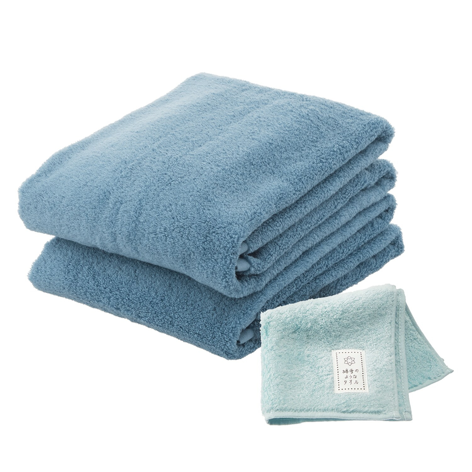 軽くてふわふわ♪ 無撚糸で作った 綿雪のようなタオル ベルベットカラー バスタオル２枚 タオルチーフ特別セット