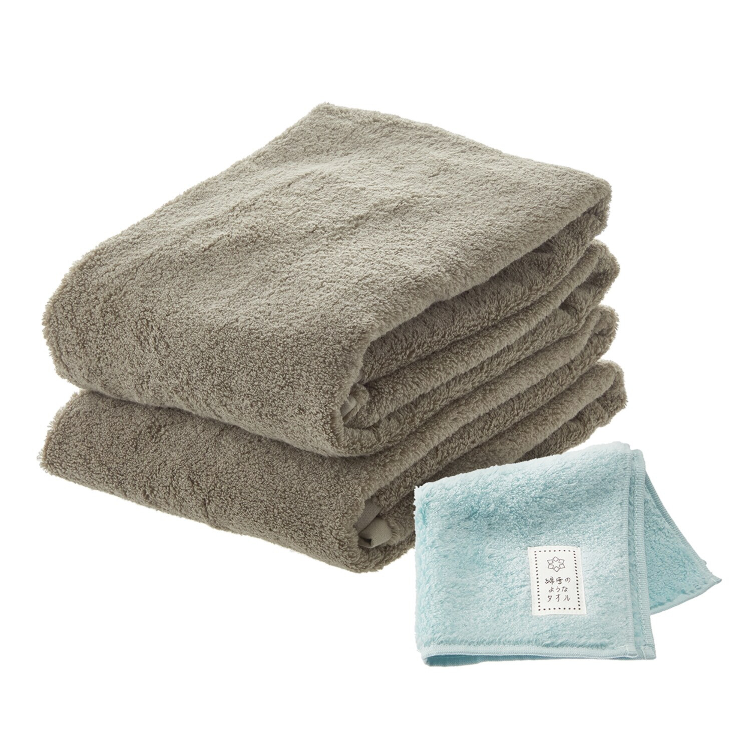 軽くてふわふわ♪ 無撚糸で作った 綿雪のようなタオル ベルベットカラー バスタオル２枚 タオルチーフ特別セット