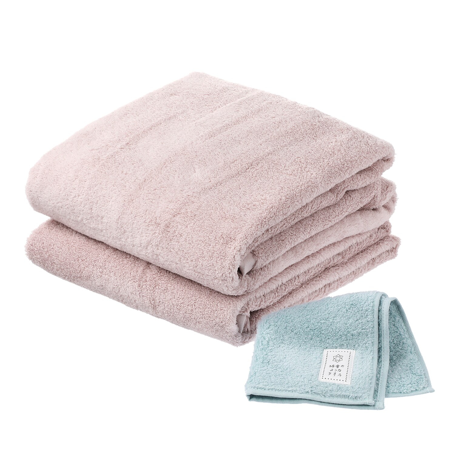 軽くてふわふわ♪ 無撚糸で作った 綿雪のようなタオル ベルベットカラー バスタオル２枚 タオルチーフ特別セット