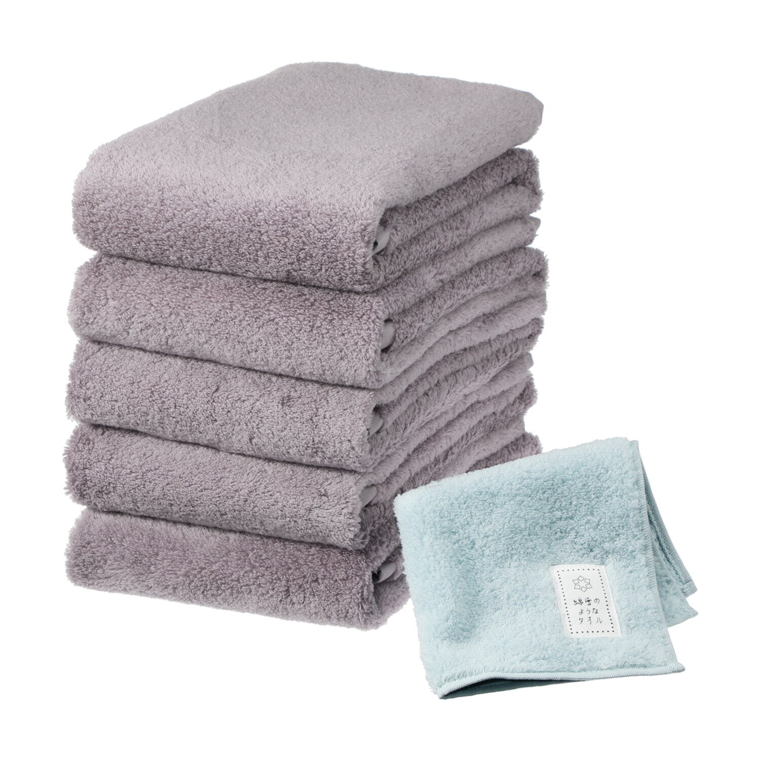 軽くてふわふわ♪ 無撚糸で作った 綿雪のようなタオル ベルベットカラー フェイスタオル５枚 タオルチーフ特別セット