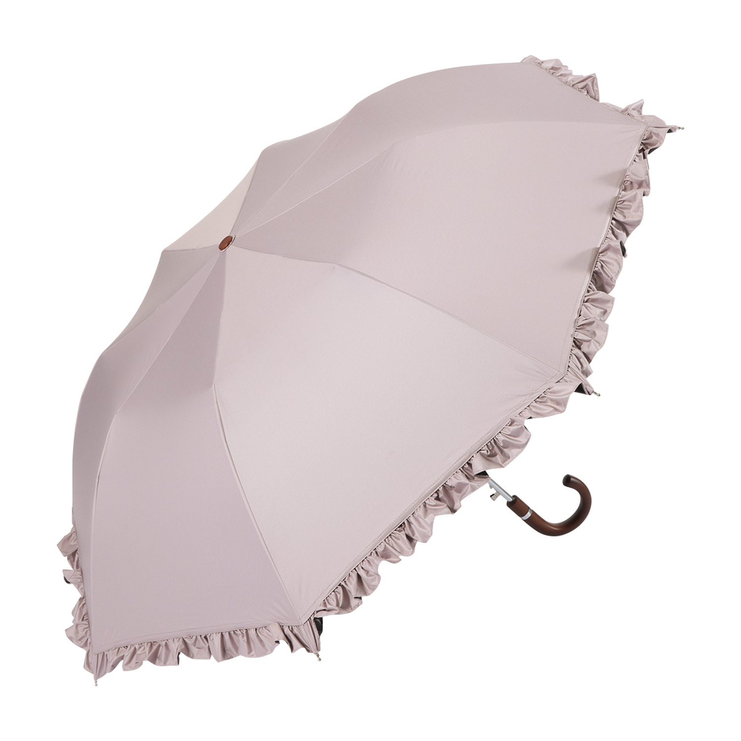 ウォーターフロント 簡単便利なワンタッチ バッグに収納もできる アンティークフリル ワンタッチＵＶ日傘