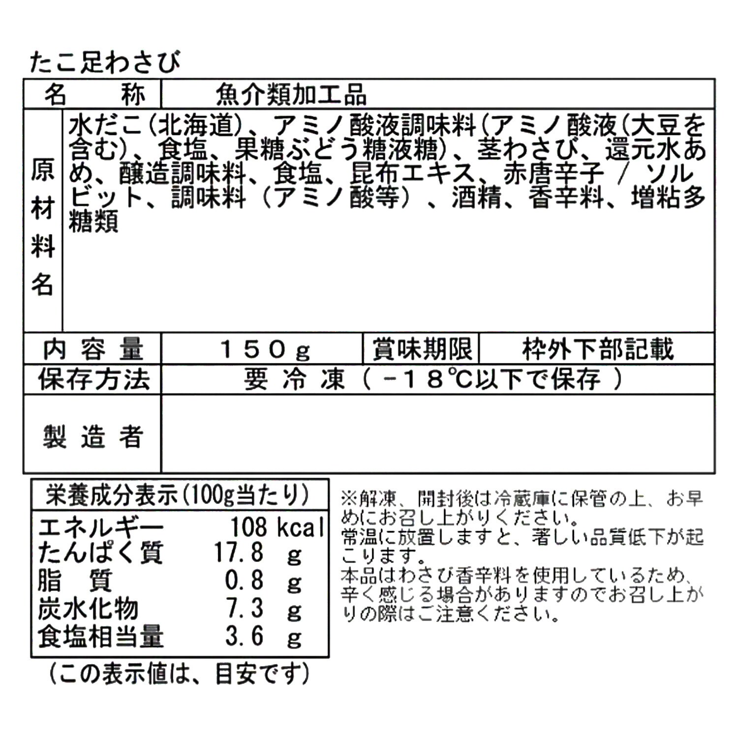 布目 たこ足わさび