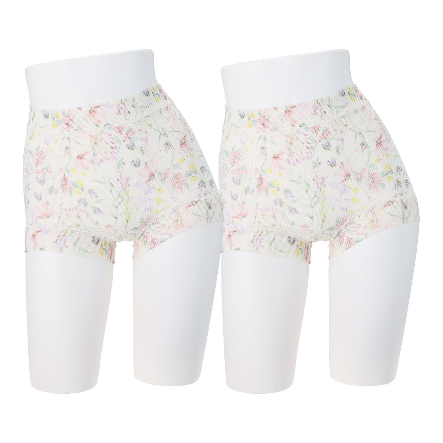 丸福ガーゼ 速乾　綿モダール混 フラワープリント 極上らくちんショーツ 同色２枚組