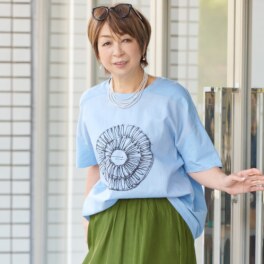 ウノ・ウノ・ドゥーエ 異素材コンビ オリジナルプリント ビッグＴシャツ