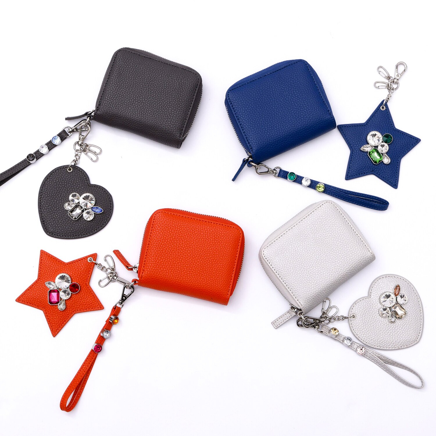 メイドバイスターズ スマートキーも入る 防犯対策多機能 コンパクトウォレット ＜ビジューモティーフ 　ハンドストラップ付＞