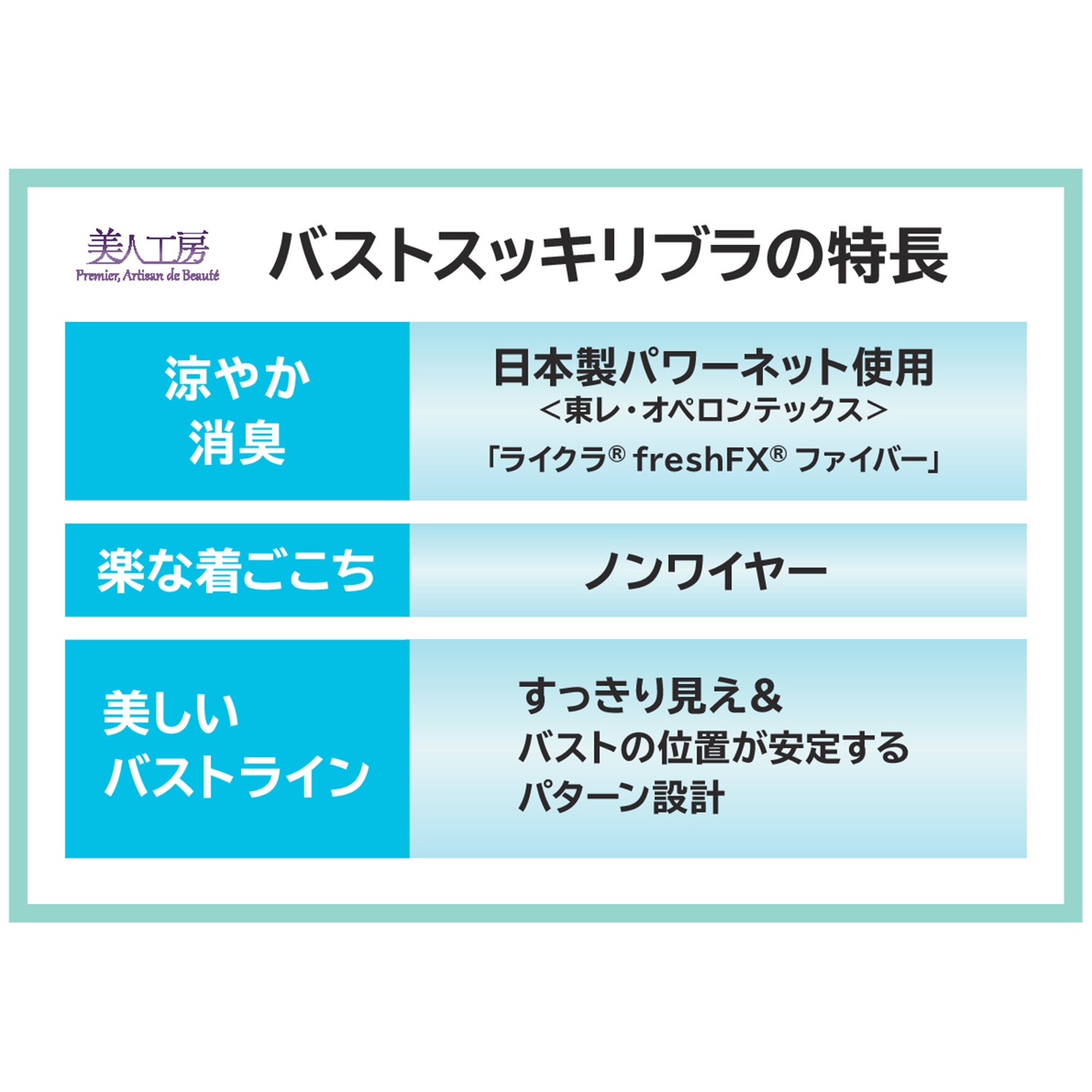 美人工房 消臭・速乾 涼やかメッシュ バストすっきり！ ノンワイヤーブラジャー ２枚セット