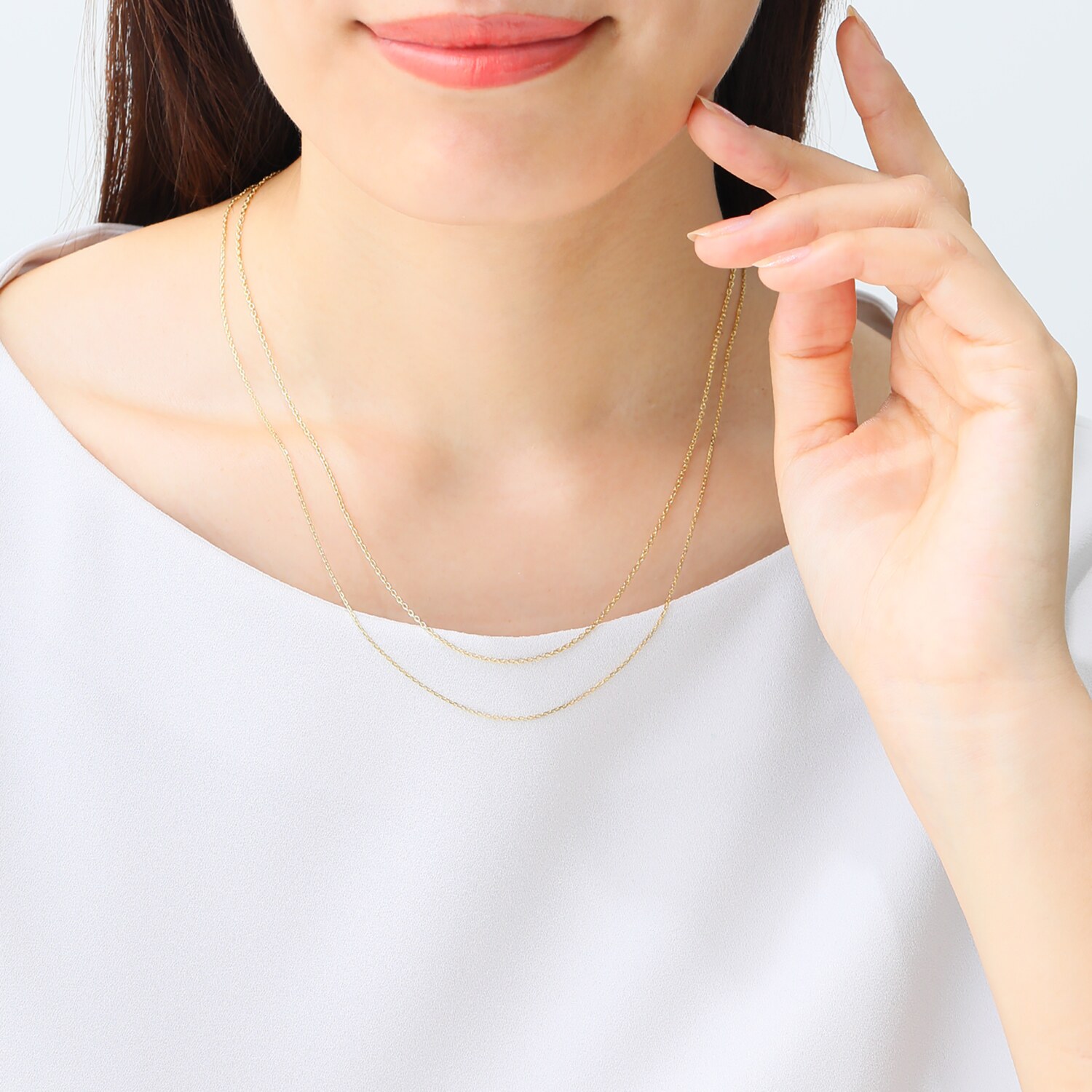 ブリランテステッラ シルバー ケーブルチェーン ネックレス ２本セット