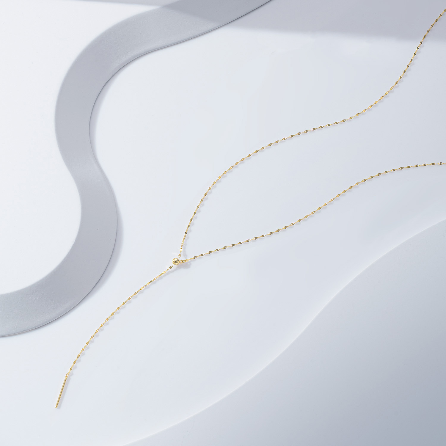 オーサムジュエリー “多彩なアレンジで 　おしゃれが自由自在” １８Ｋ ペタルチェーン スライドピンスルー ロングネックレス