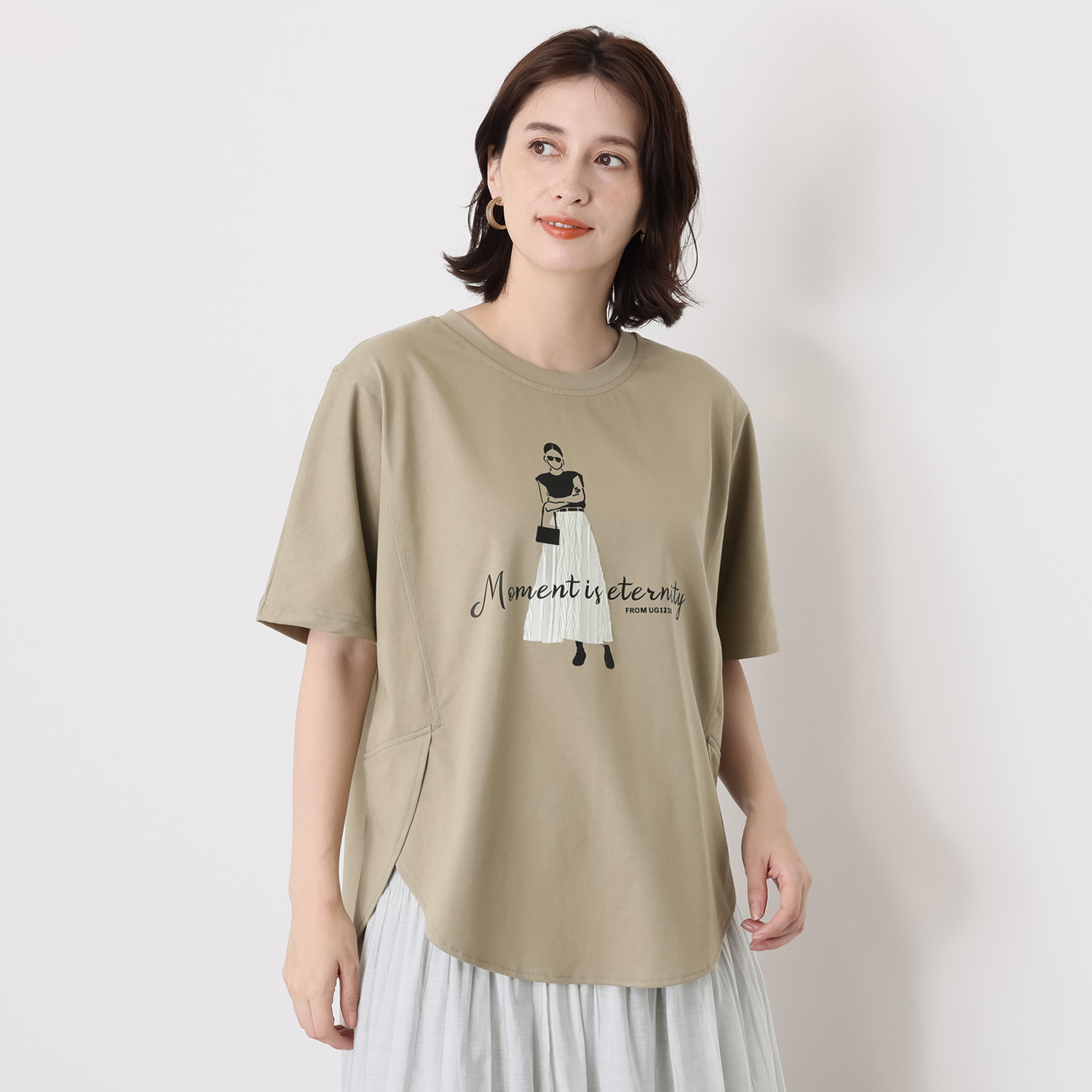 アリュメット プリーツ加工モティーフ Ｔシャツ