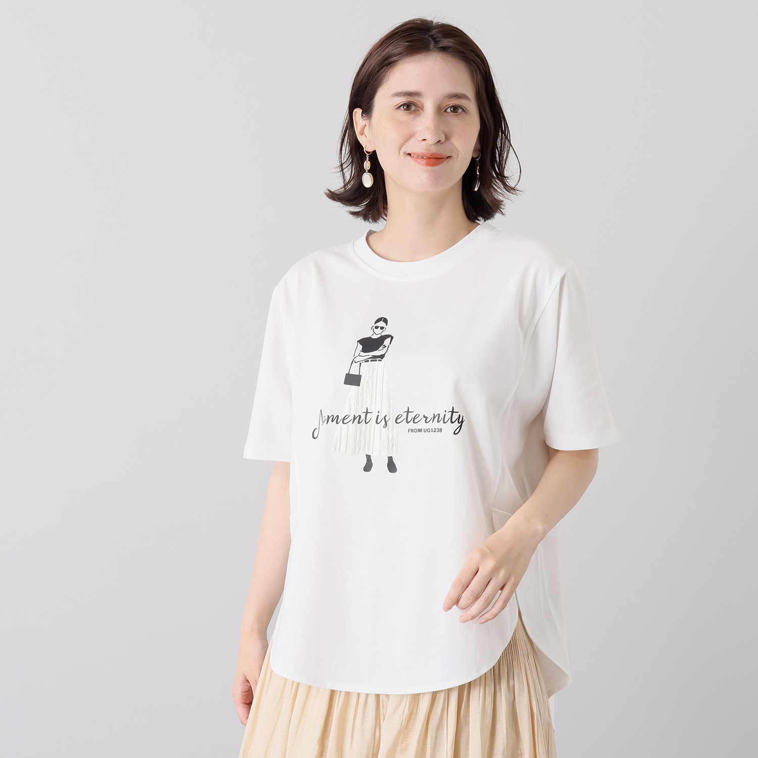 アリュメット プリーツ加工モティーフ Ｔシャツ