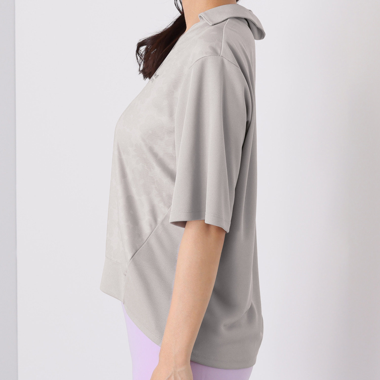マリ・クレール　スポール ＵＶカット・吸水速乾 プリントメッシュ デザインポロシャツ