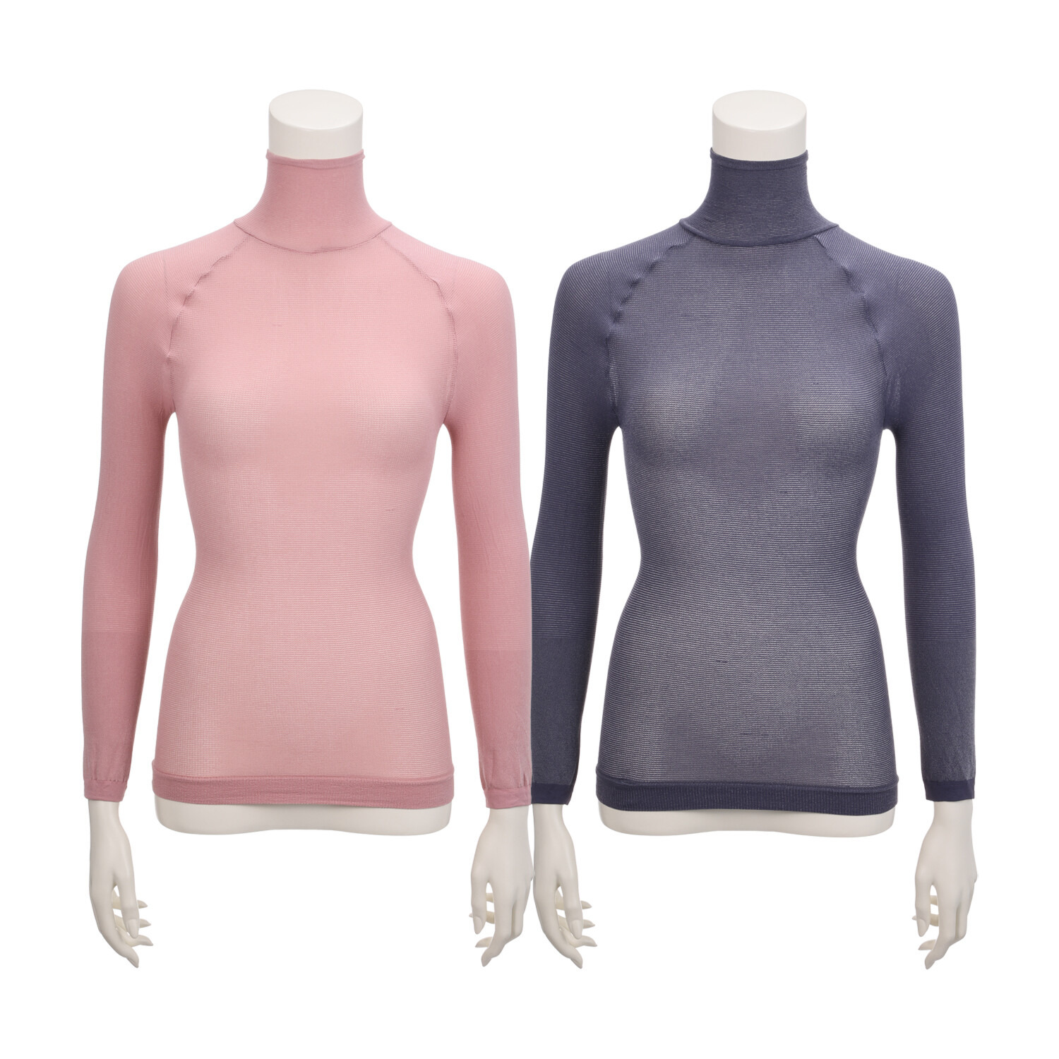 パフィールソフト 日本製 軽くて薄くて暖かい キュプラ混 ハイネック 長袖インナー２枚セット