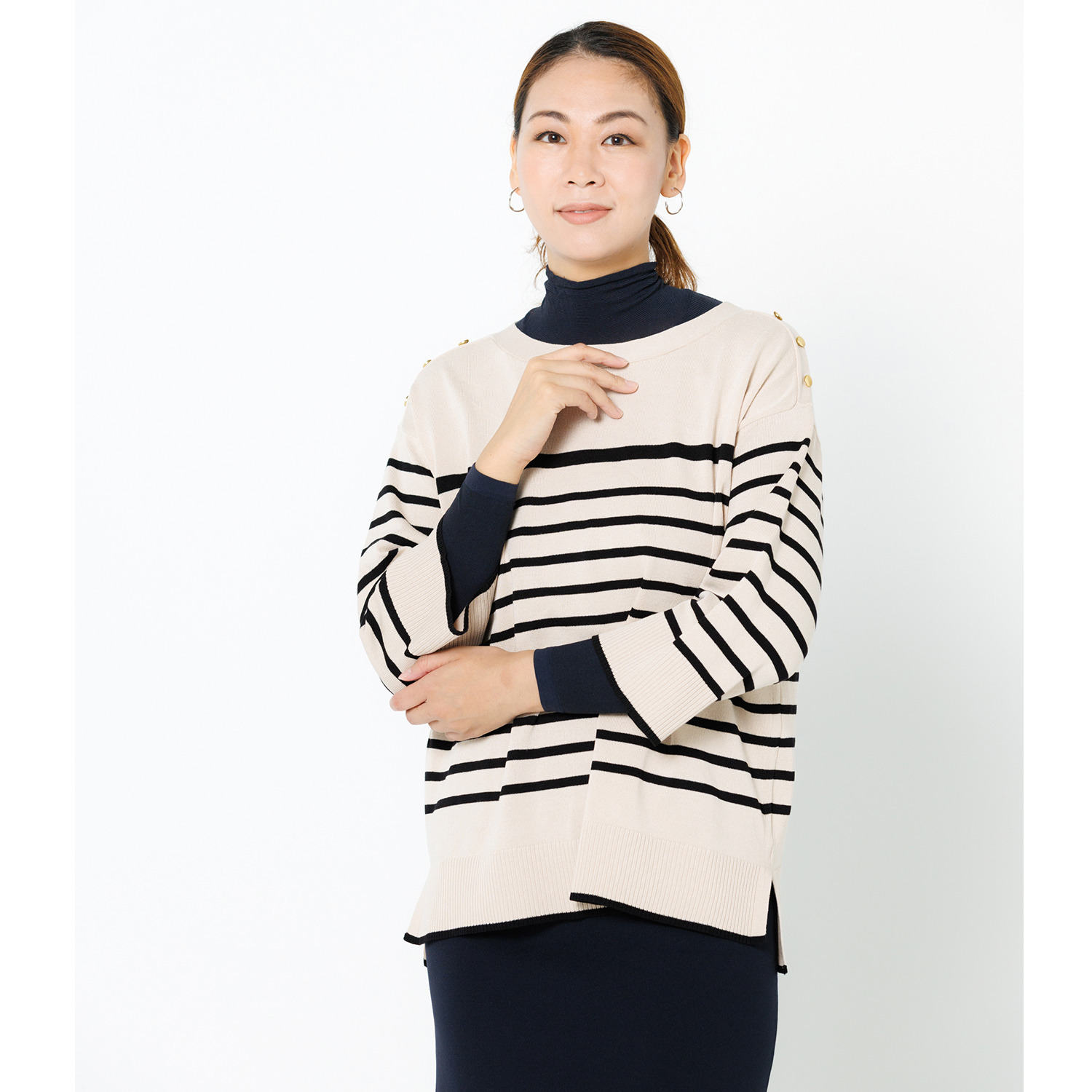 パフィールソフト 日本製 軽くて薄くて暖かい キュプラ混 ハイネック 長袖インナー２枚セット