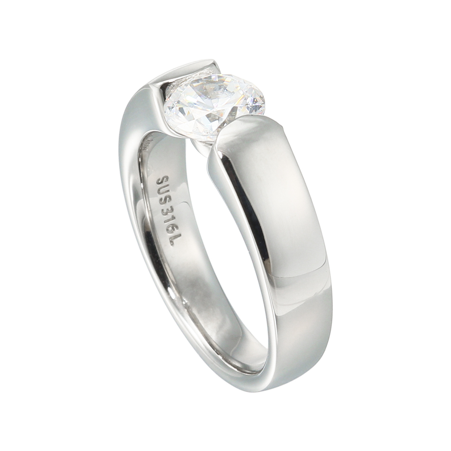 ステングレイス サージカルステンレス プレシオサ社製ＣＺ テンションセッティング風 ソリティアリング