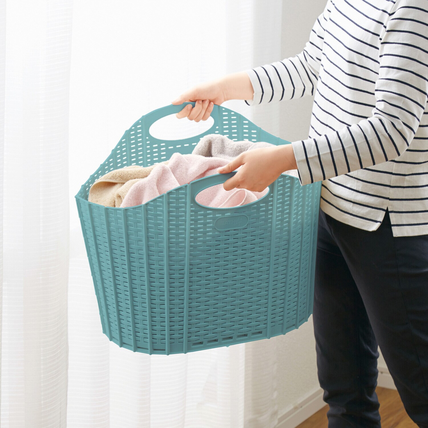 コンパクトに収納できる ハルサスタジオ 折りたためる ランドリーバスケット ２個セット