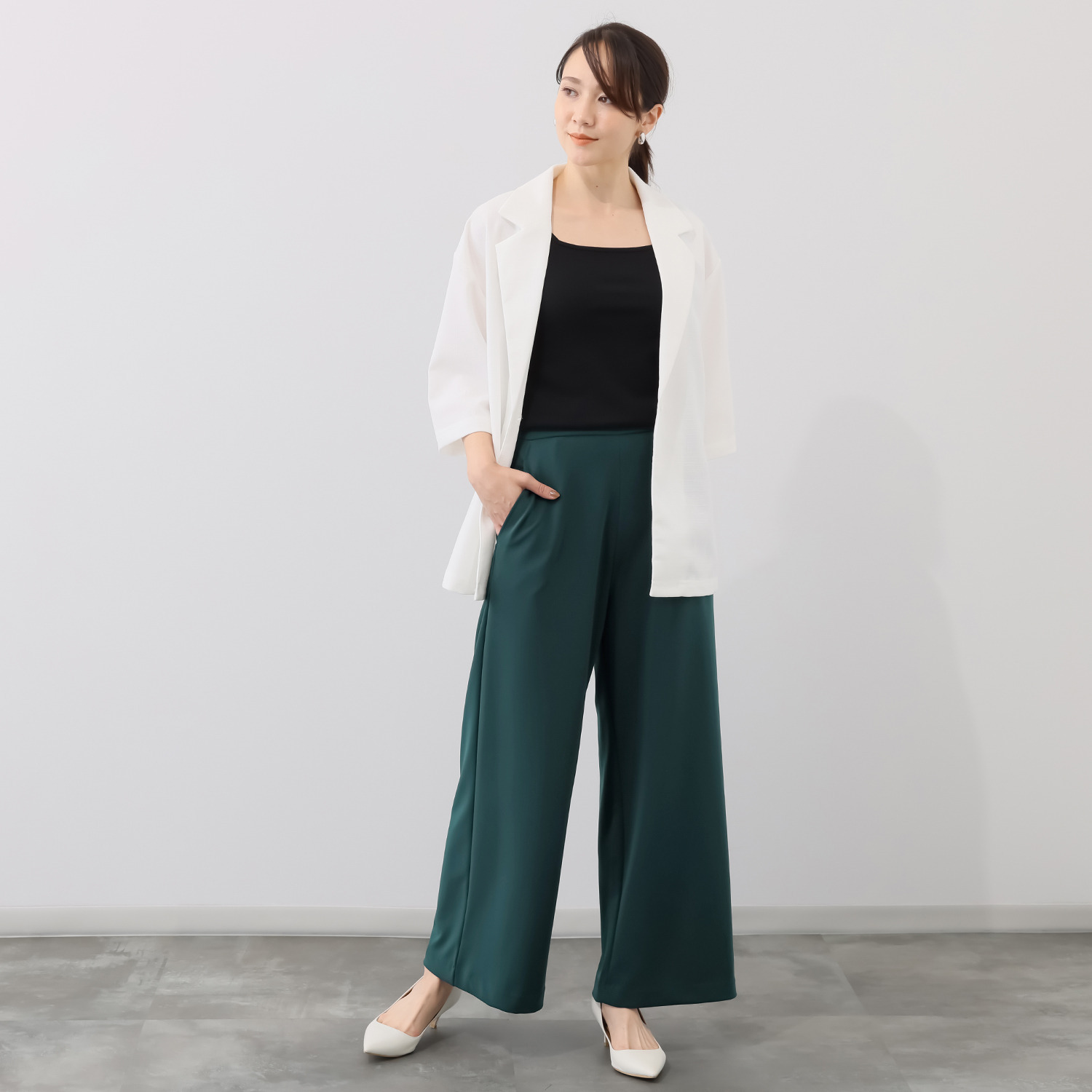 上質ごこち 極上のエレガントドレープ ワイドパンツ ＜股下６６ｃｍ＞