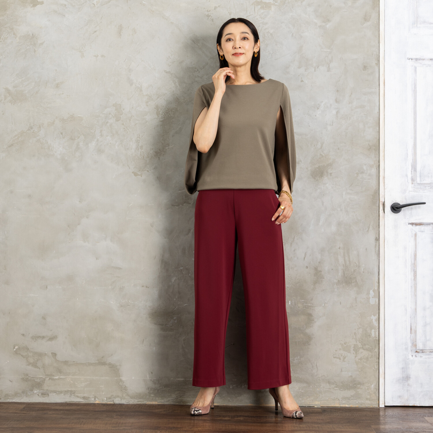 上質ごこち 極上のエレガントドレープ ワイドパンツ ＜股下６６ｃｍ＞