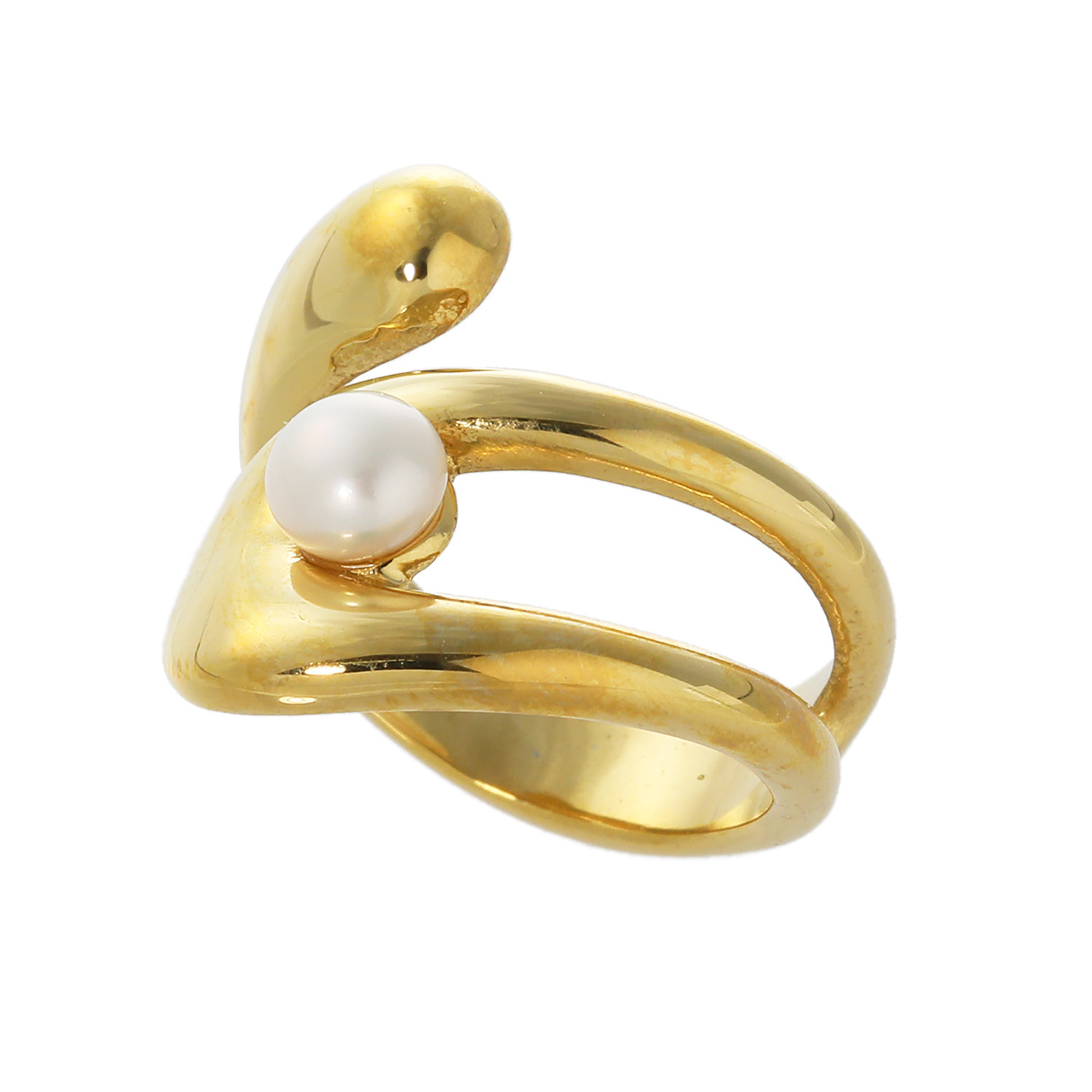 エアリーフェアリー ステンレス 淡水ボタンパール モダンフォルムリング