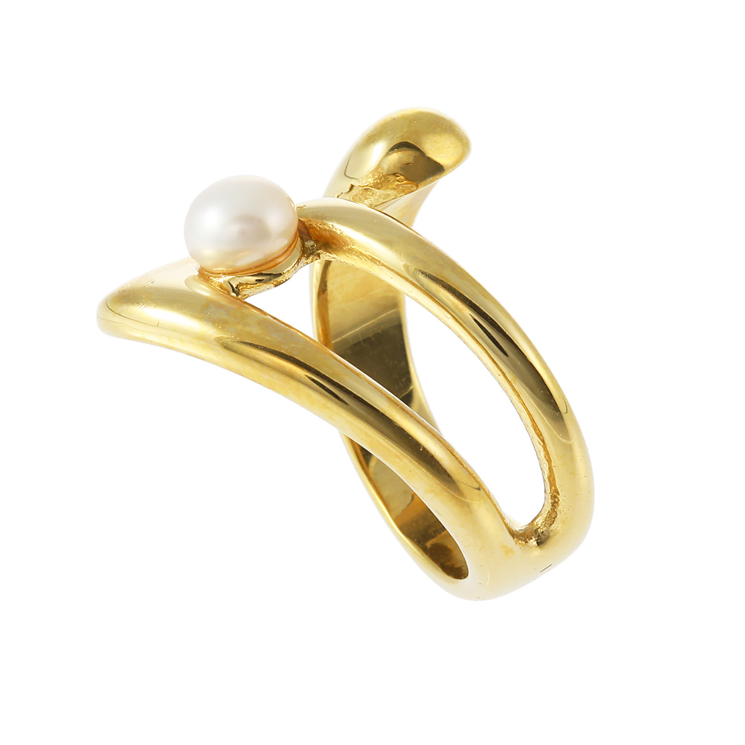 エアリーフェアリー ステンレス 淡水ボタンパール モダンフォルムリング