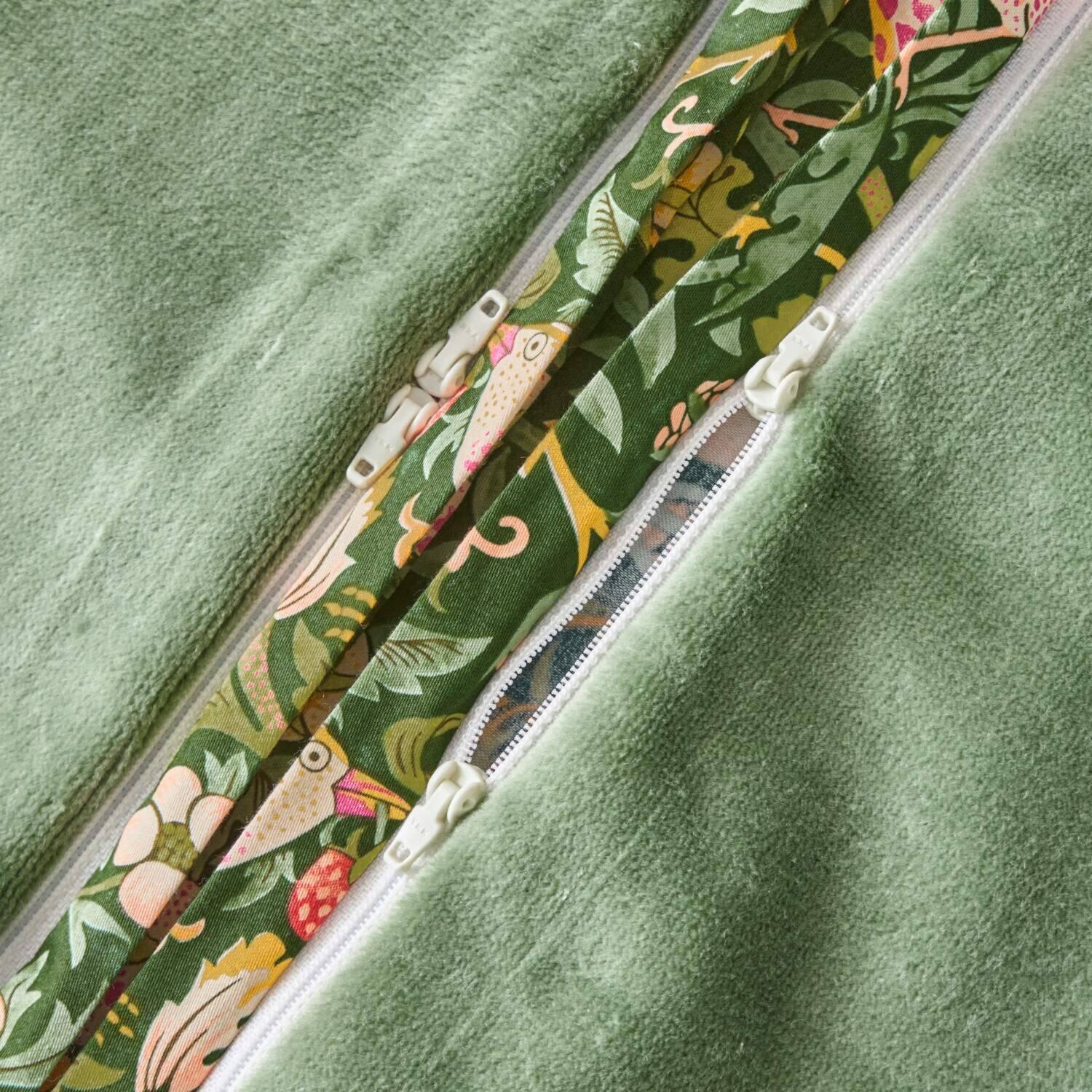 モリスギャラリー いちご泥棒 両サイドファスナー 綿マイヤー あったか掛けふとんカバー ＜シングル＞