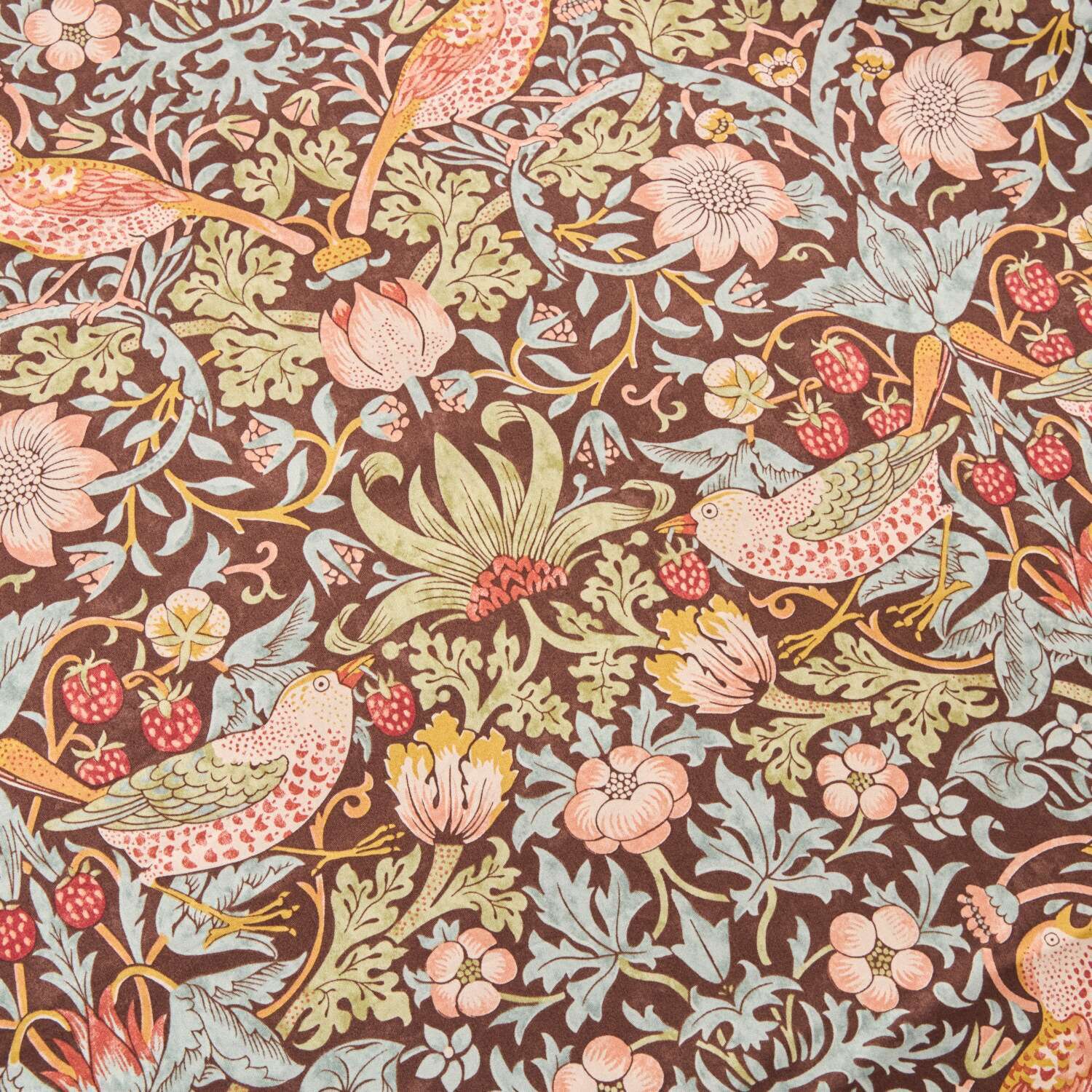 モリスギャラリー いちご泥棒 コットン１００％サテン リバーシブル 掛けふとんカバー ＜シングル＞