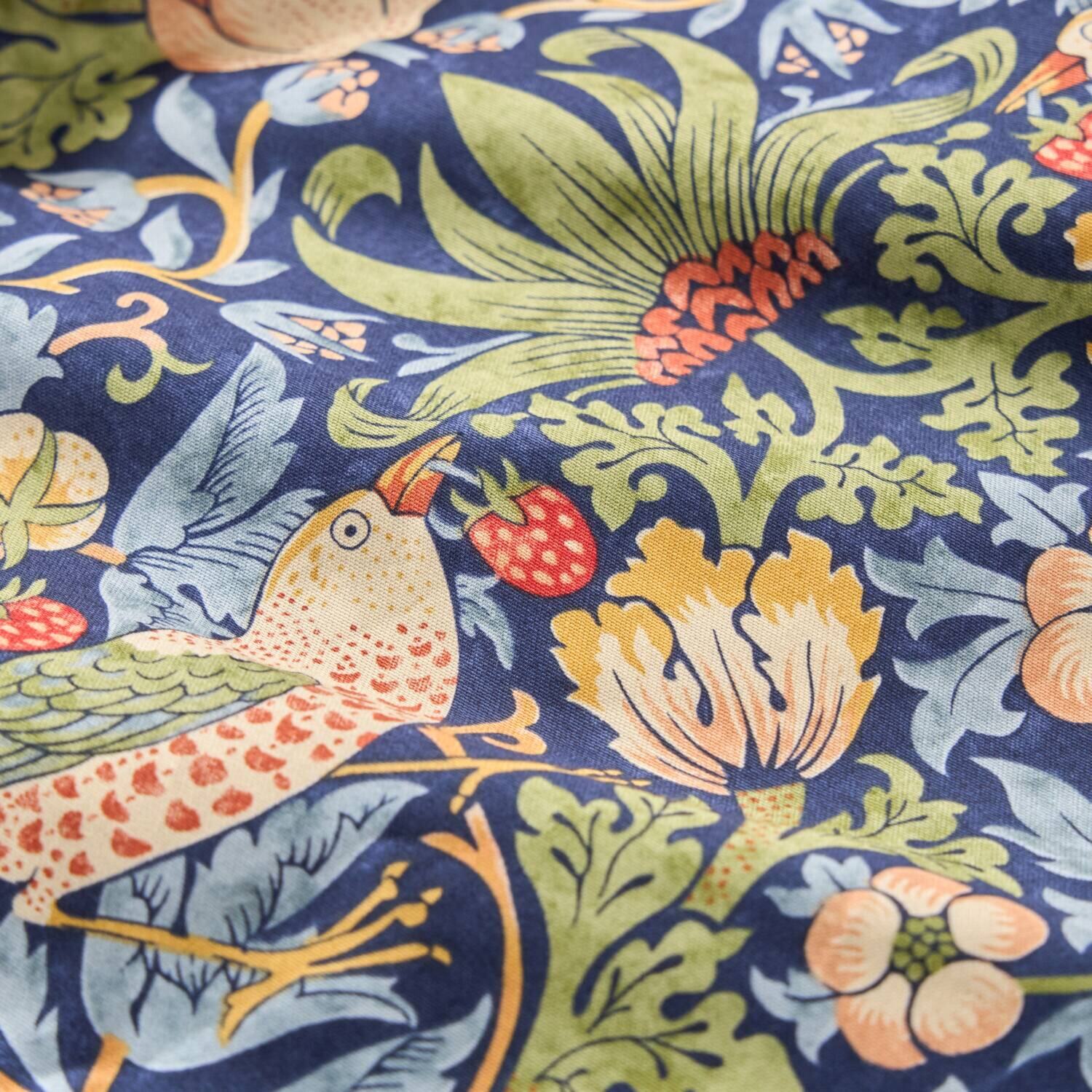 モリスギャラリー いちご泥棒 コットン１００％サテン リバーシブル 掛けふとんカバー ＜シングル＞