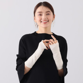 天使の綿シフォン ウールプラス 指先フリー手袋 ＜ロング＞