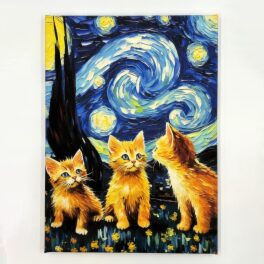 インテリアアート 猫シリーズ “星月夜猫”