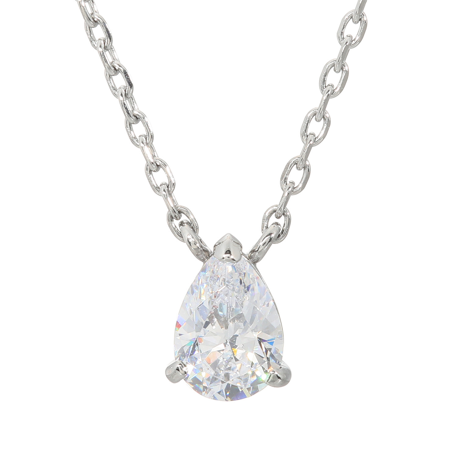 ステングレイス サージカルステンレス プレシオサ社製ＣＺ ペアシェイプ ソリティアネックレス