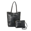 アンナヴィルジリ ＜イタリア製＞ カーフスエード クロコ型押し ショルダーポーチ付 トートバッグ