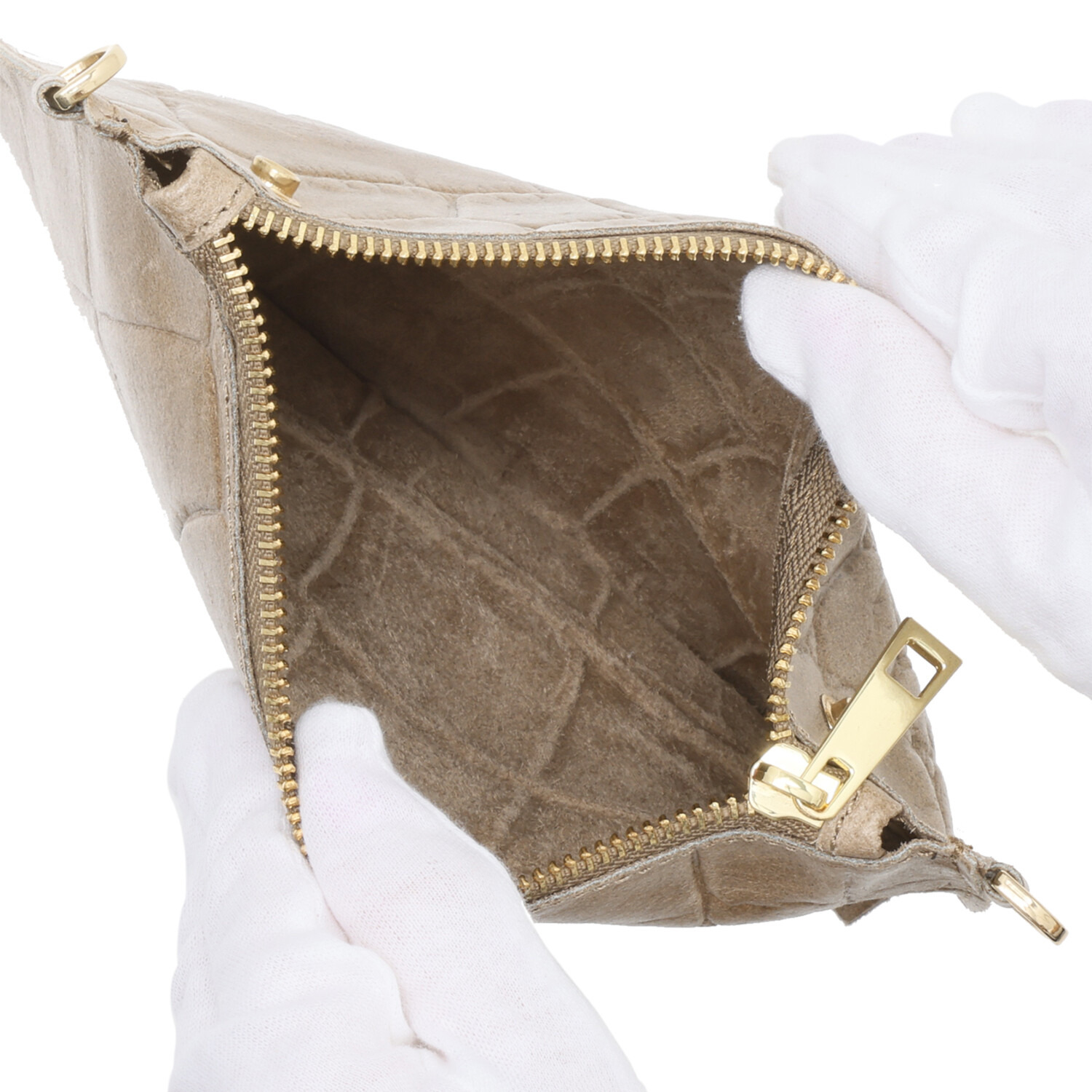 アンナヴィルジリ ＜イタリア製＞ カーフスエード クロコ型押し ショルダーポーチ付 トートバッグ