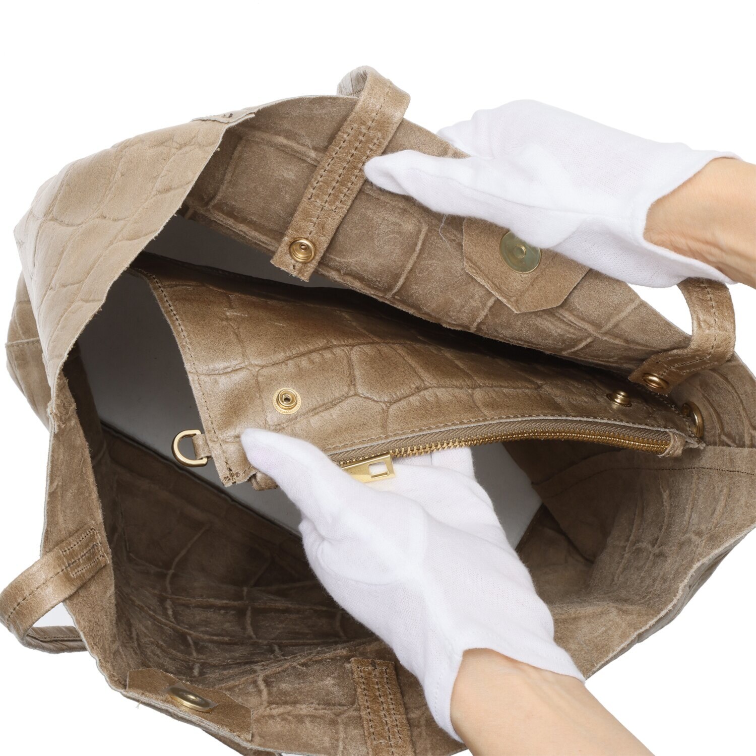 アンナヴィルジリ ＜イタリア製＞ カーフスエード クロコ型押し ショルダーポーチ付 トートバッグ