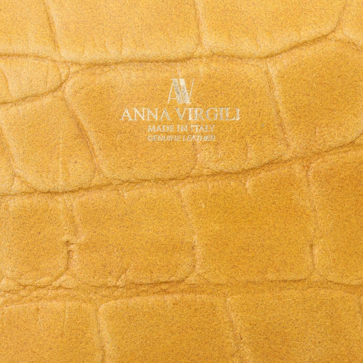 アンナヴィルジリ ＜イタリア製＞ カーフスエード クロコ型押し ショルダーポーチ付 トートバッグ