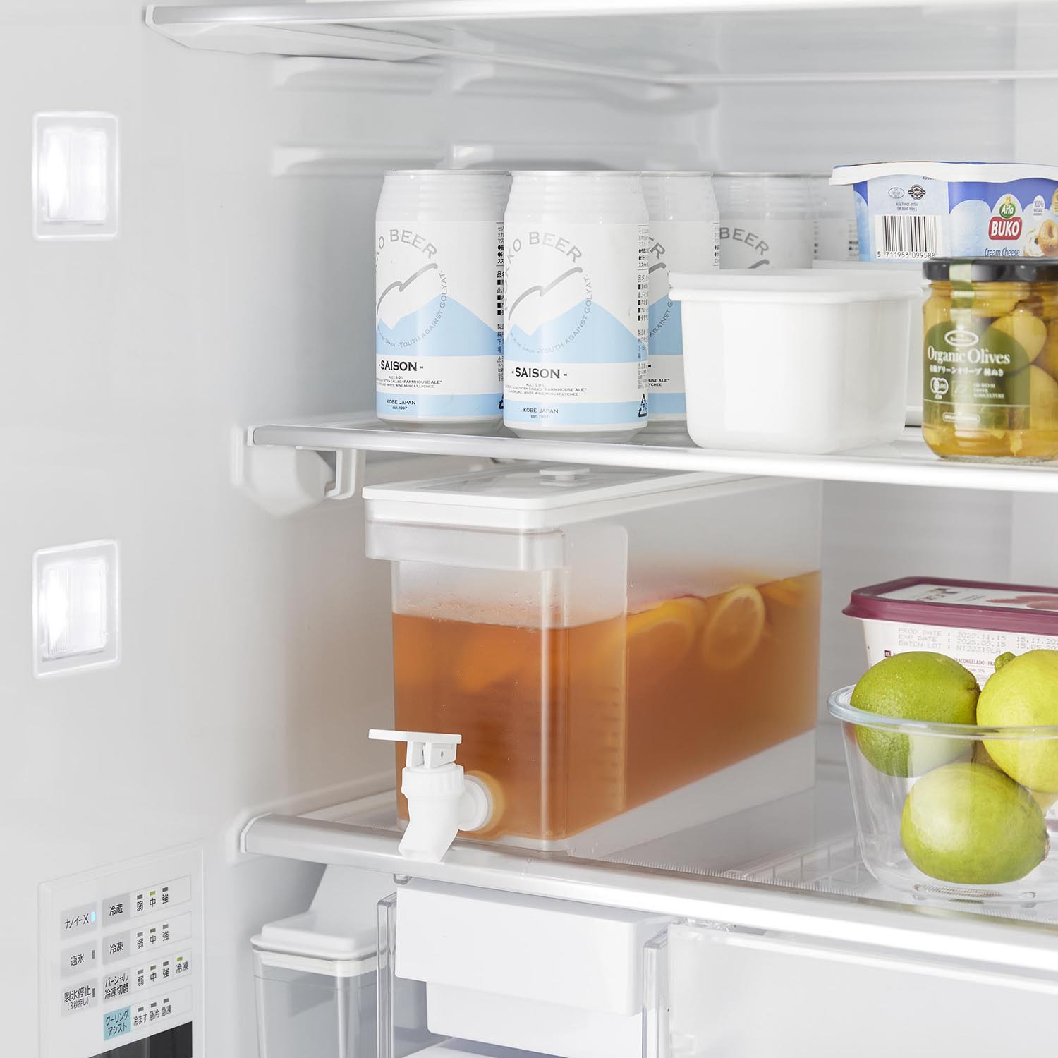 山崎実業　タワー 傾斜構造で最後まで 注ぎやすい！ 冷蔵庫ドリンクサーバー ２個セット ＜２．８リットル＞